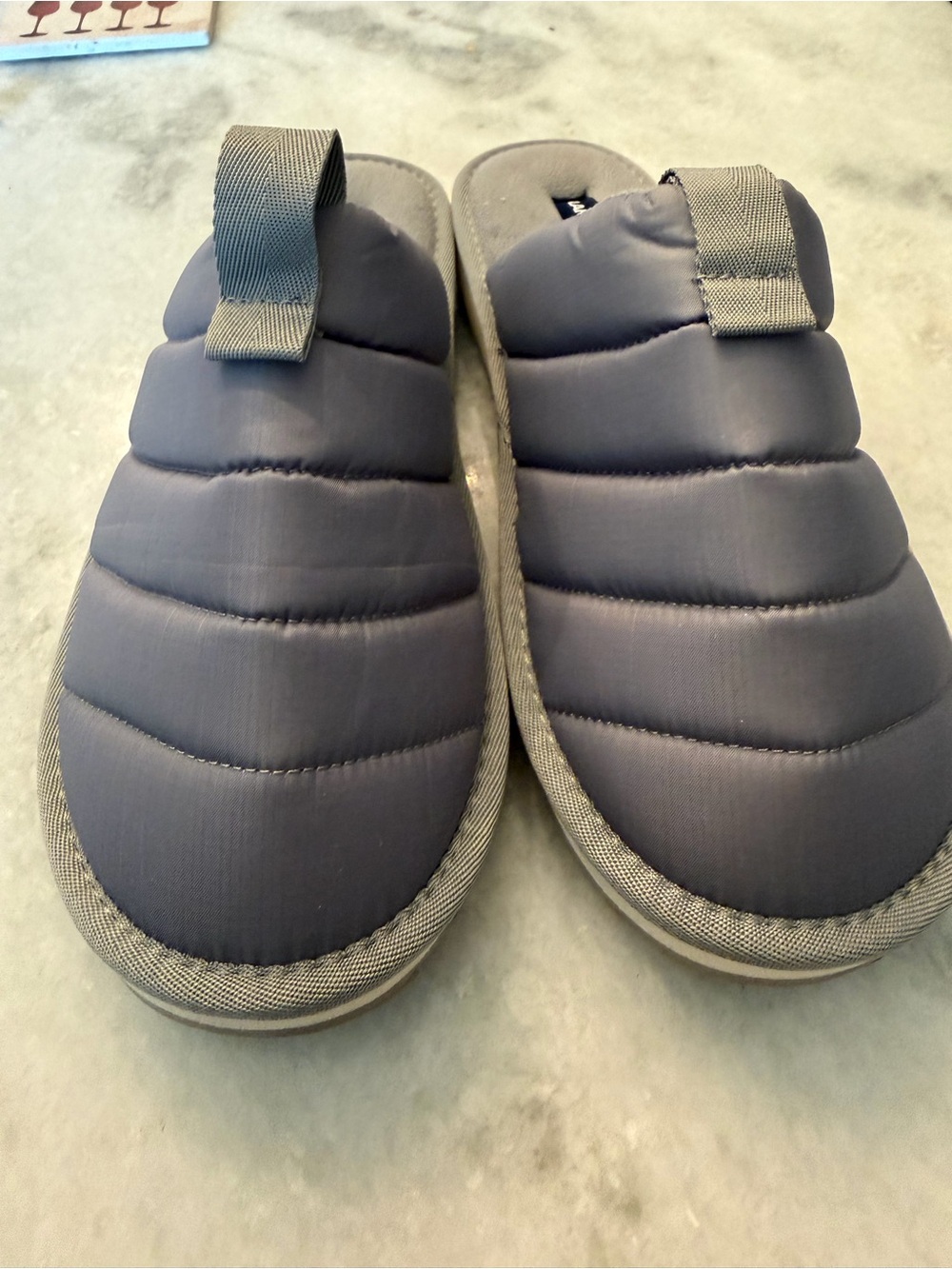 Lands' End Quilted Slip-On Slippers in Gray
